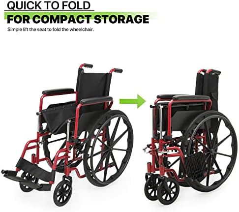 מגשיון מתקפל קל משקל כיסא גלגלים תחבורה עמיד אדום להעיף בחזרה זרוע שאר סגנון גלגל כיסאות נדנדה