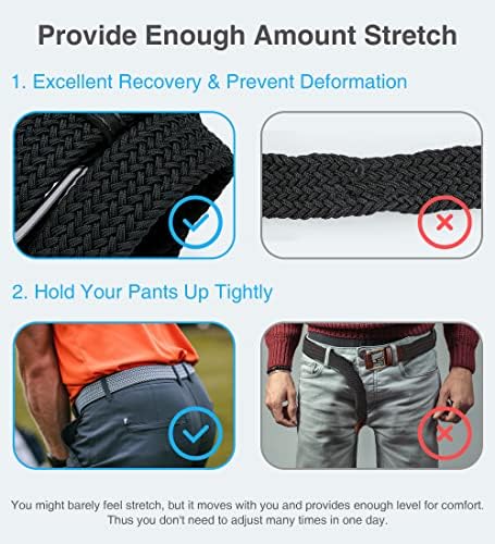 חגורה ארוגה של Chaoren Elastic לגברים - חגורות קלועות מזדמנים של גברים 1 3/8 למכנסי גולף - עיצוב מתיחה