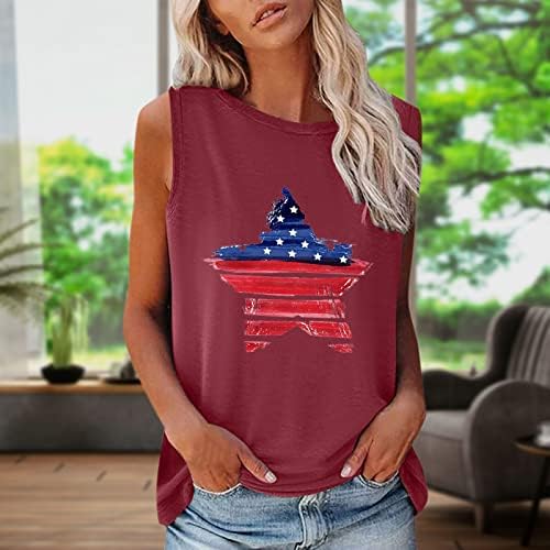 חולצת טריקו ללא שרוולים של נשים פטריוטית אמריקאית אמריקאית גופית דגל ארהב לנשים וינטג '4 ביולי