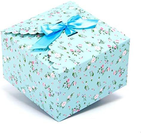 24 אריזת מסיבה דקורטיבית העדפת קופסאות פינוק מתנה, כרטיס עבה 400 גרם- 5.8 x 5.8 x 3.7 אינץ ', קיפול