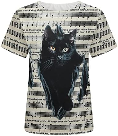 3 ד חתול הדפסת חולצות נשים מקרית קצר שרוול בסיסי טי חולצות חמוד בעלי החיים גרפי צוות צוואר קיץ אופנה