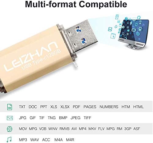 Leizhan Type-C כונן הבזק USB 256GB, USB C מקל צילום עבור Huawei P20, Samsung Galaxy S10, S9,