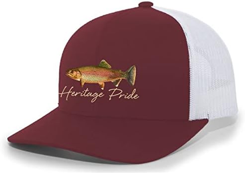 מורשת גאווה מים מתוקים דגי אוסף פורל דיג גברים של רקום רשת חזרה נהג משאית כובע בייסבול כובע