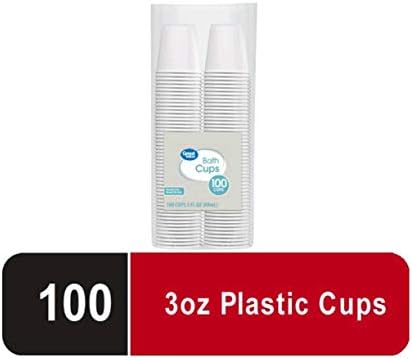 אמבטיה ערך נהדר 3 כוסות פלסטיק לבנות, 100 סמק