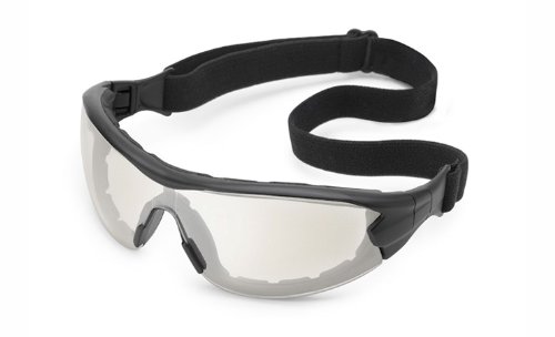 בטיחות שער 21GB80 החלפת משקפי בטיחות עיניים היברידיות היברידיות, עדשה ברורה, מסגרת שחורה עם קצה קצף