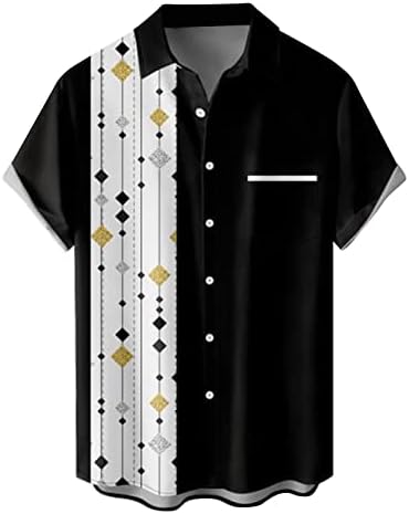 גברים של בציר באולינג חולצה קצר שרוול כפתור למטה הוואי קיץ חוף מודפס מקרית חולצות 2023 קיץ חולצות
