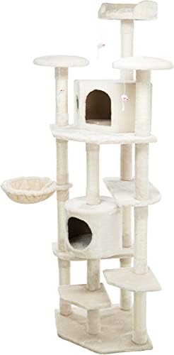 טריקסי רומא 70-ב חתול מגדל עם שלושה מגרד עמודות, שני דירות, מרובה פלטפורמות, ערסל, מתנדנד צעצועים,