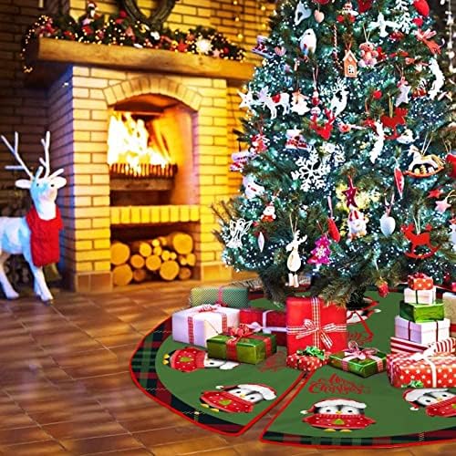חצאית עץ אדום וירוק של באפלו משובצת חצאית עץ שלג פעמוני גמרים איילים חצאית עץ חג המולד חצאית וינטג 'עץ עץ עץ