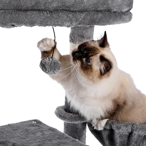 עץ חתול יציב עץ חתול מודרני עץ נעים מוטות חתול עמדת חתולים מקורה צעצועים לחתולים מודרניים מגדל