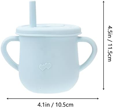 6 יחידות ידית חלב סיליקון פעוט, מכסה הוכחה קש עמיד תינוק, כוסות מאמן שתיית פעוט תינוק מחזיק קש לשפוך מים כוס