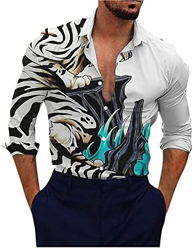 גברים מקרית חולצות אופנה 3 הדפסת כפתור למטה דש ארוך שרוול בתוספת גודל הוואי חוף קרדיגן חולצה חולצות