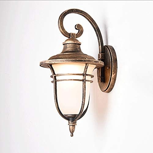 אורות חיצוניים עגולים של OXVUE מנורת קיר אלומיניום עתיק עם צל זכוכית ב- E27 ברור, וינטג 'דקורטיבי
