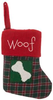 מלאכת חג המולד לחג מגרש מיניאטורי ירוק ואדום '' ווף '' גרב כלבים - 6.25 אינץ 'x: 5 אינץ'