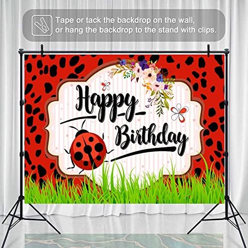 Kikidor 9x6ft Cartoon Cartoon Ladybird צילום יום הולדת תפאורה פרחים דשא ירוק פרת משה רבנו נושא