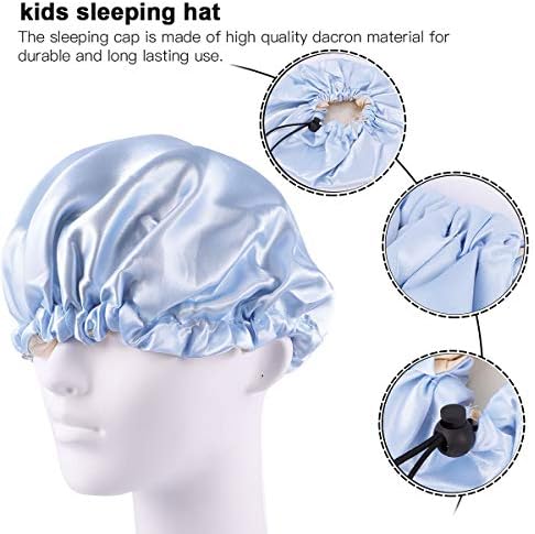 DOITOOL שינה שיער כובע 2 יחידים ילדים כובע שינה אלסטי כובע שינה יצירתי כובע לילה רחב שוליים