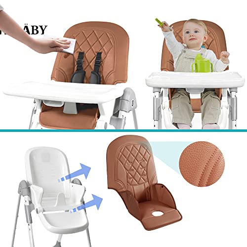 כיסאות גבוהים של קאדסה לתינוקות ופעוטות, כיסא האכלה גלגלים מתכוונן מעולה עם חומרים רחיצים ומיקומים מתכווננים מרובים