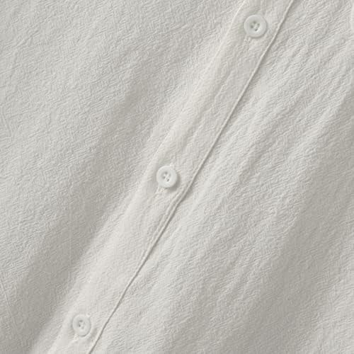 זכר סידור יומי צווארון מזדמן מוצק חצי שרוול כותנה פשתן חולצה כפתור חולצה בציר חולצות גברים