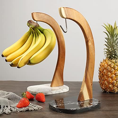 בסיס שיש קולב בננה אוורוס, מעמד עץ בעל בננה מודרני עם וו לבית או לבר
