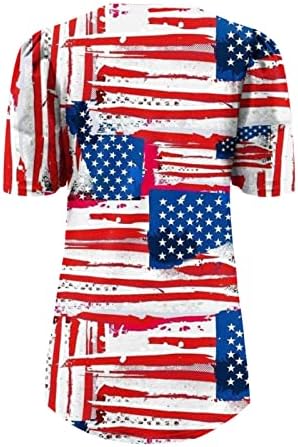 4 ביולי 2023 חולצה לנשים דגל אמריקאי צבע עניבה חולצה עם צוואר קצר שרוול טי חולצות קיץ חולצות מזדמנים