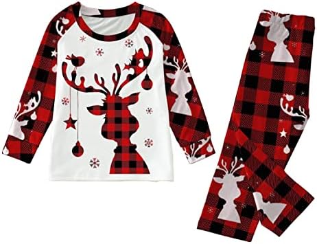 XBKPLO מערך משפחתי של פיג'מה לחג המולד, תלבושות שינה משפחתיות מתנות זוגיות לחבר הורה-ילד חליפה לתינוק