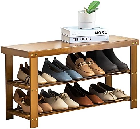 ספסל מדף נעליים במבוק של קומני פרימיום, מדף מארגן אחסון נעליים עם נעל 3 עם מושב לסלון אמבטיה כניסה, 27.5 x 10.2