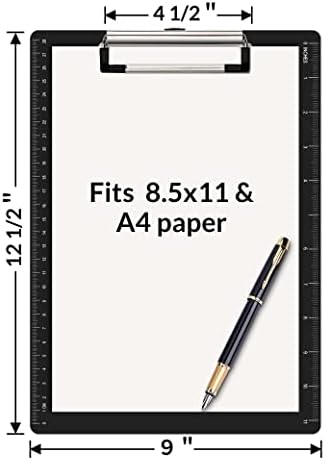 סוני 12 חבילות לוחות פלסטיק שחורים 8.5 על 11, לוח קליפ עם קליפ פרופיל נמוך, כיתה וציוד משרדי