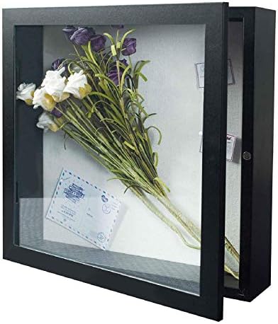 מסגרת תמונה של Muzilife 11x11 קופסת צללים - 2.16 עץ עמוק וזכוכית מארז מוכן לתלייה תיבת זיכרון