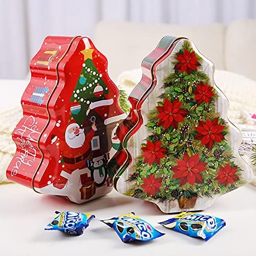 4 יח 'קופסת מתנה לחג המולד קופסא מתכת קופסא מתכת קופסת ממתקים מכולות אחסון קופסאות מתנה עם מכסים עם