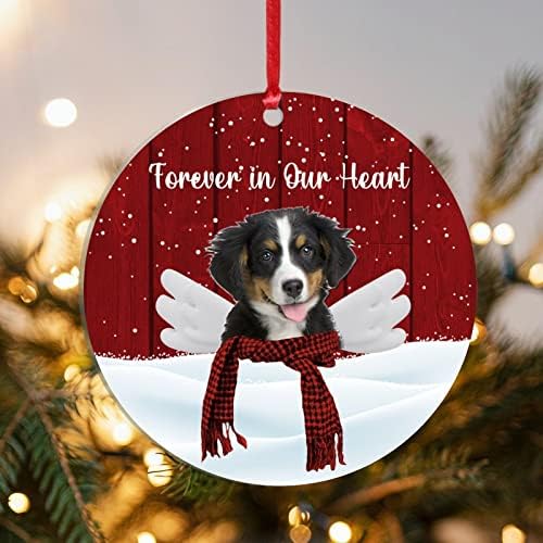 אוונס1יזם כלב זיכרון חג המולד אקריליק קישוט לנצח שלנו לב עגול מזכרת קורגי כלב 3 אינץ עם אדום