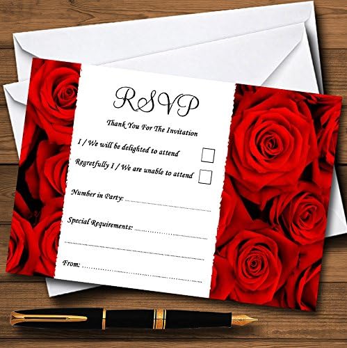 כרטיסי RSVP בהתאמה אישית של ורד אדום עמוק