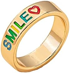 2023 חדש צבעוני מכתב שמן נוטף טבעת אהבת טבעת נשי רטרו רגיל טבעת מתנה לחברים ואוהבים נשים תכשיטי טבעות