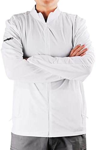 Aleteo Wang's Men's UPF 50+ ז'קט הגנה מפני רוכסן מלא עם כיסים עם חולצות קירור קלות ביצועים חיצוניים