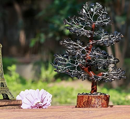 עץ קריסטל שחור טורמלין לאנרגיה חיובית פנג שואי אבן חן עץ צ'אקרה עץ מעשה מתנה בעבוד