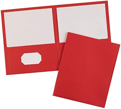 אייברי שני כיס תיקיות, מחזיק עד 40 גיליונות, כרטיס ביקור חריץ, 25 אדום תיקיות