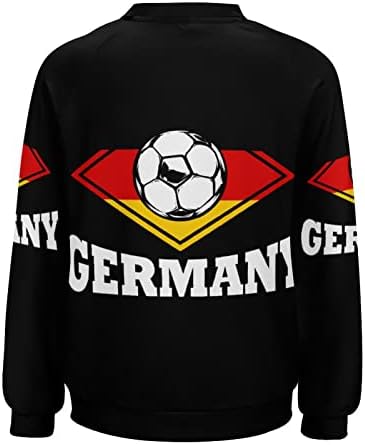 גרמניה כדורגל כדורגל כדורגל נשים צווארון עגול סווטשירט קרוע ארוך שרוול חולצה רופף בסוודרים חולצות