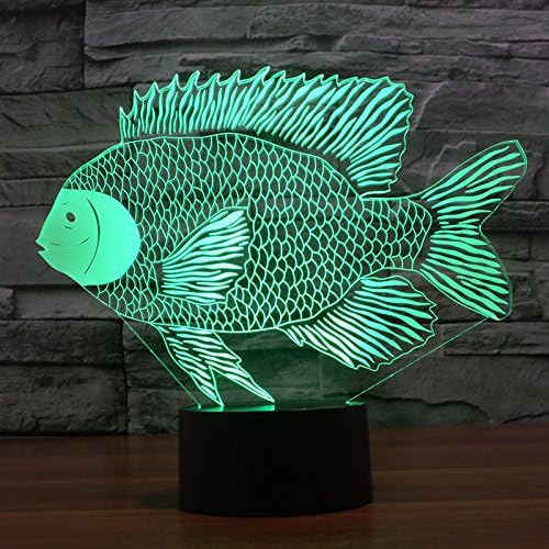 תלת מימד דגים חתוכים נייר אור אור USB מתג מגע מגע שולחן שולחן שולחן שולחן מנורות אשליה אופטית