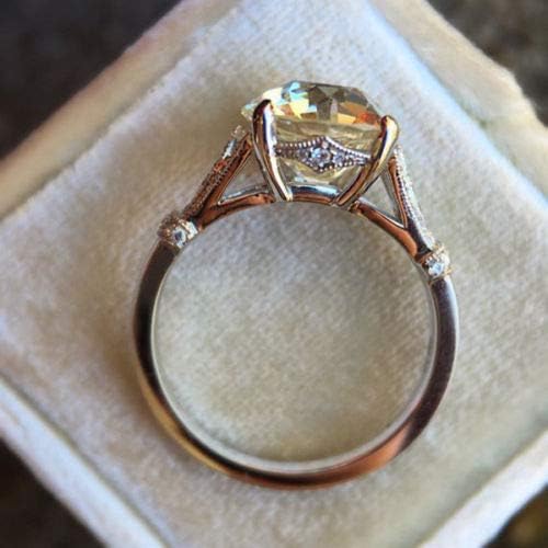 תכסיס פיילין מדהים עגול לבן ספיר חתונה טבעת 925 כסף אירוסין הבטחת תכשיטים