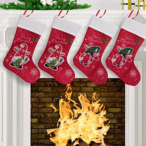 תיק מתנה של Pretyzoom Santa 2 יחידים גרבי חג המולד קטיפה גרביים גרביים אח עץ חג המולד תלייה גרביים למשפחה מחזיק