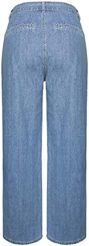 מכנסי מכנסי מטען לכיס מזדמנים של נשים מכנסיים מכנסי ג'ינס רחבים קדמיים לנשים קרועות
