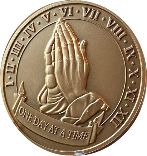 גדול מתפלל ידיים 12 צעד יום אחד בכל פעם מדליון 1.5 גודל ברונזה פיכחון שבב א. א. נה