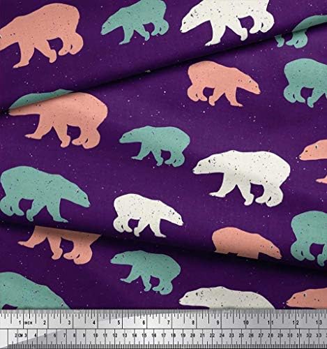 סגול כותנה ג ' רזי בד צבעוני קוטב דוב בעלי החיים מודפס מלאכת בד על ידי חצר 58 אינץ רחב