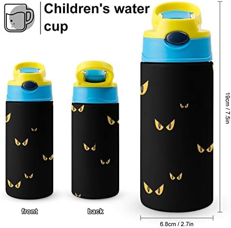 כוס תרמוס 500 מל עיניים צהובות בקבוק מים מבודד עם קש לספורט ונסיעות 7.5x2.7 ב