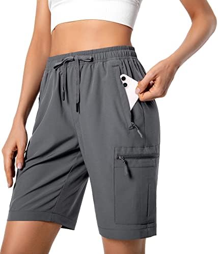 נשים של קל משקל טיולים מכנסיים קצרים מטען מהיר יבש ספורט מכנסיים עבור קמפינג נסיעות גולף עם רוכסן כיסים