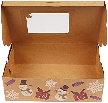 מתנות דקורטיביות מעודנות לחג המולד, קופסאות מאפיית נייר קראפט, קופסאות עוגיות מאפייה לחג המולד של 12 פאק עם חלון