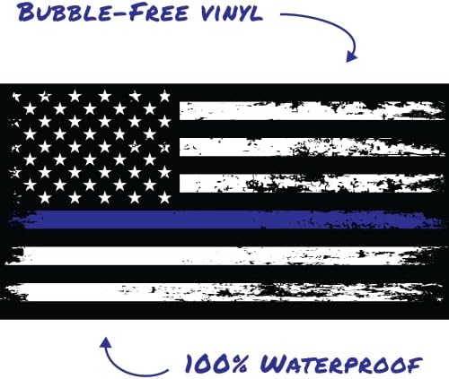 StickiOS מדבקת קו כחול דק 6x3.2 אינץ ' - מיוצר בארצות הברית - מדבקות דגל משטרה אמריקאית במצוקה למכוניות,