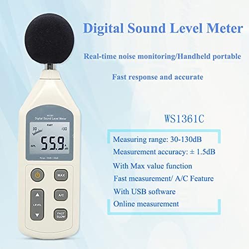 SDFGH Digital Sound Define מד 30-130dB מדידת מדידת מכשיר דציבלים בודק לוגר בודק