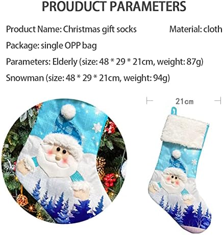 גרבי חג המולד של Honp 2PCS, גרבי חג המולד של שלג סנטה, עם אורות LED תלויים גרביים, קישוטים לחג המולד