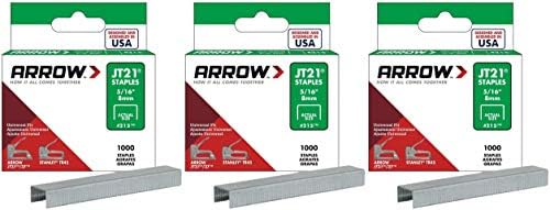 Arrow Stander 215 מקורי JT21/T27 5/16 אינץ 'סיכות, 1,000 חבילות-3 חבילה