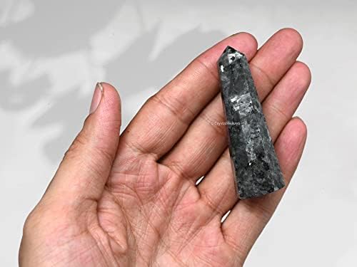Aashita Creations Larvikite Crystal מגדל אובליסק נקודה לצ'אקרה, ריפוי ומאזן - AAA כיתה מקורית מאושרת אבן