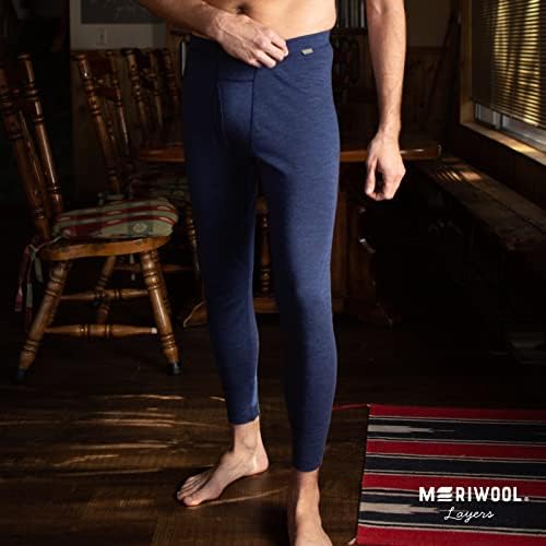 שכבת בסיס Meriwool Mens מכנסיים תרמיים של צמר מרינו
